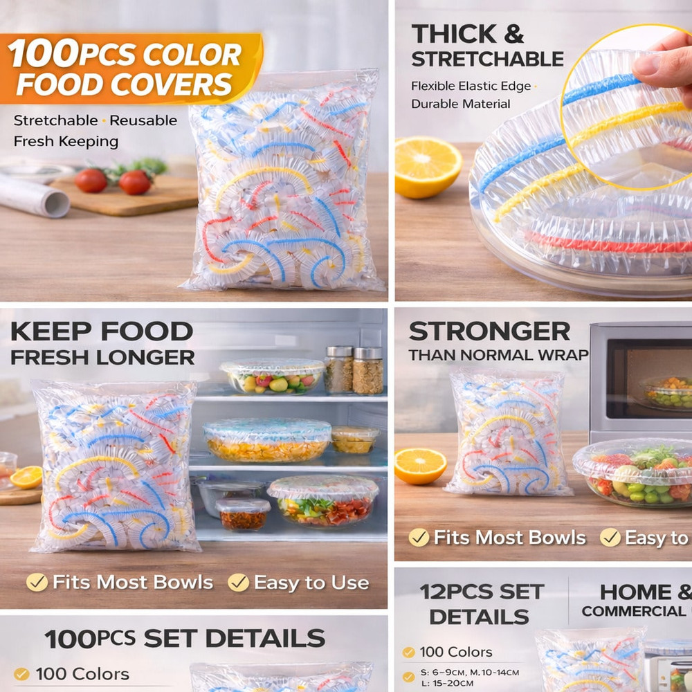 Colored Disposable Food Covers Elastic Stretch Bowl Wraps for Kitchen Pic