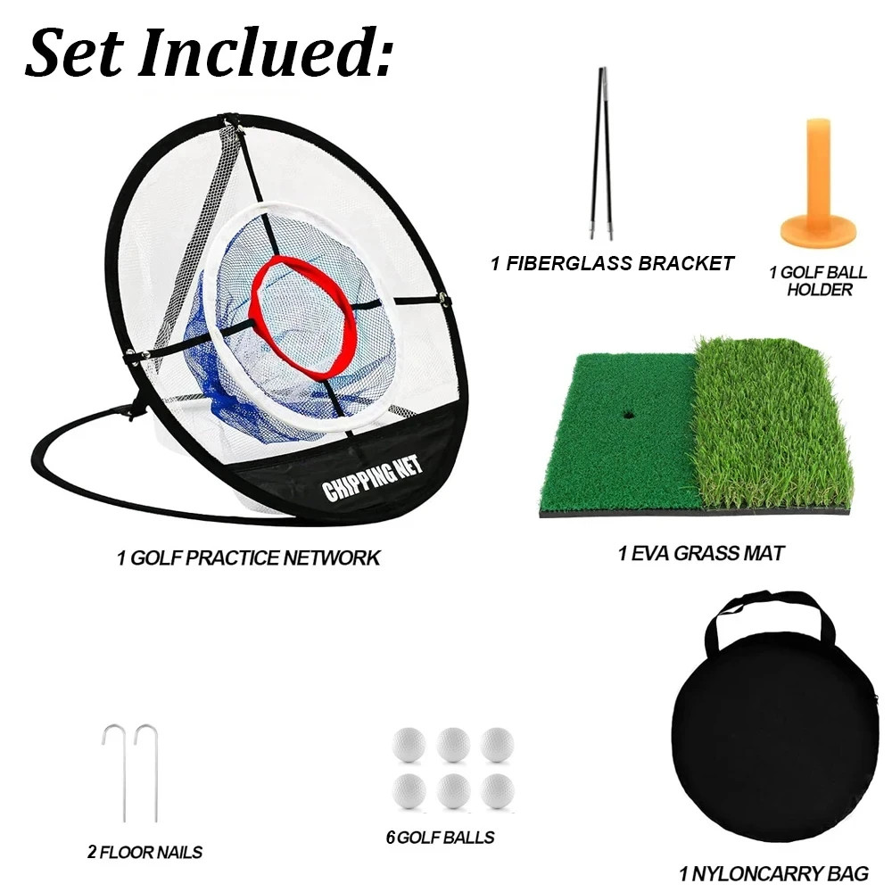 Pop Up Golf Practice Chipping Net with Golf Hitting Mat Training Target Portable