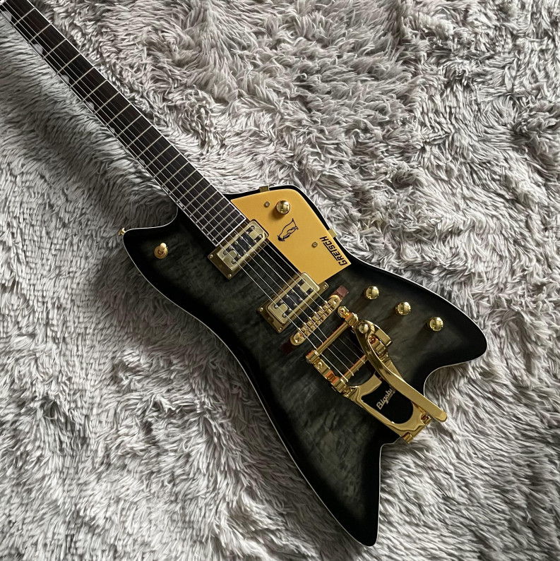 Custom Thunderbird Black Quilted Maple HH Pickups Gold Hardware 6 strings New