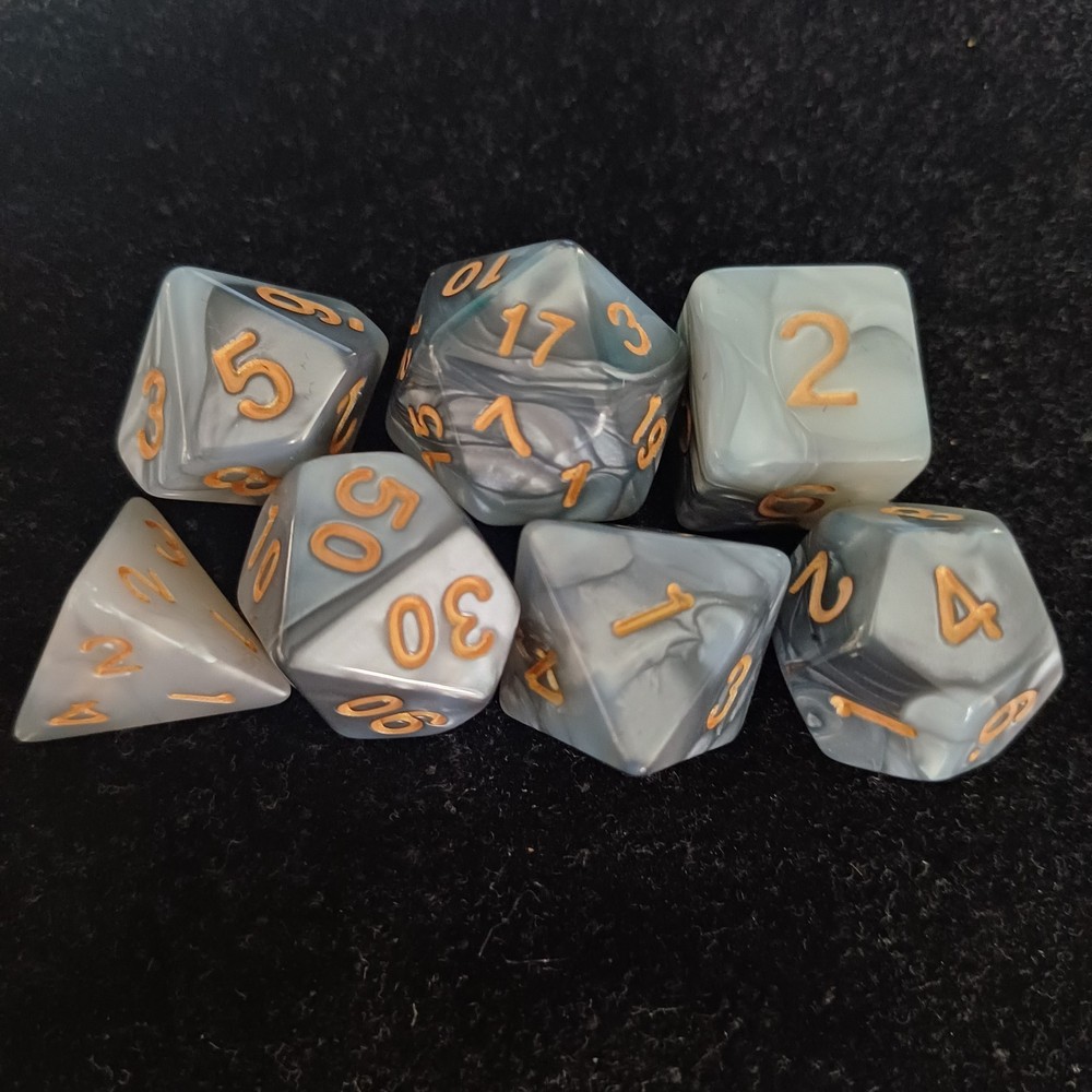 4 Sets Marble Sheen Effect Set Of 7 DnD Dice Plus 6 White Dice