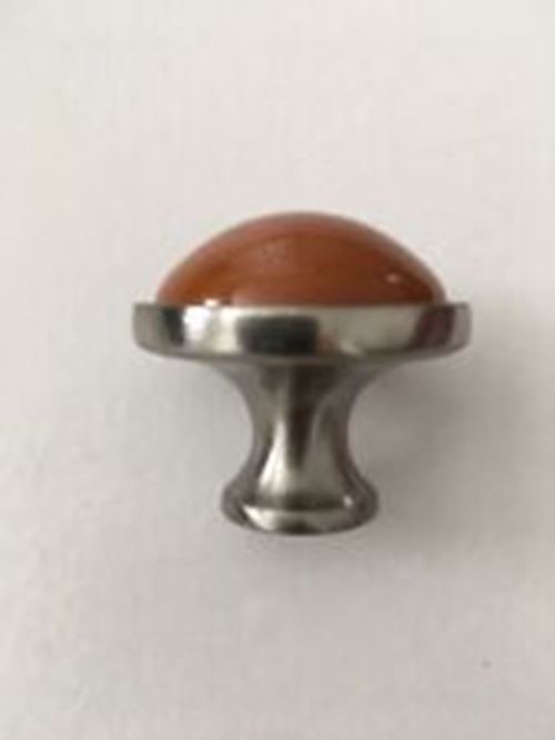 1-3/8" Betsy Fields Knob Brushed Pewter with Caramel Ceramic Insert