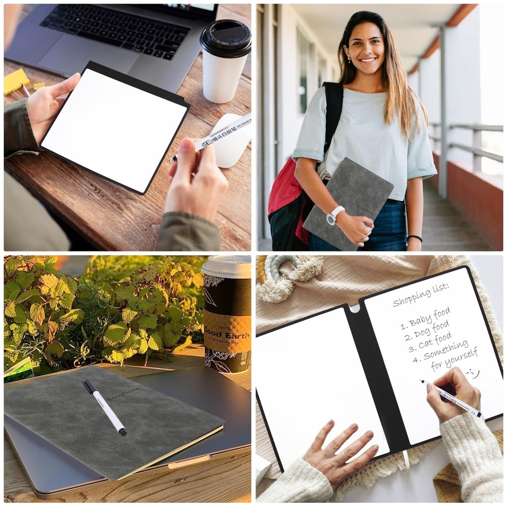 OCHYIT Whiteboard Notebook, Portable Dry Erase A5, whiteboard notebook grey