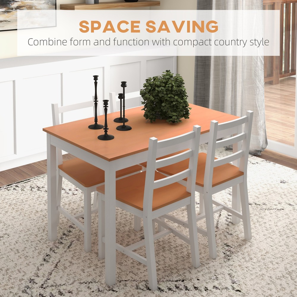 4-Person Solid Wood Dining Table Set, Kitchen Table and 4 Chairs, Modern