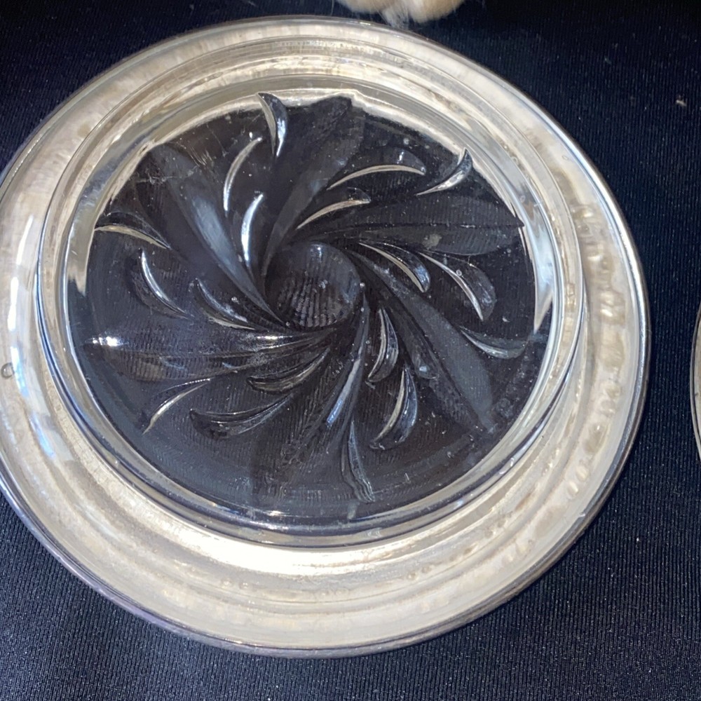 AMSTON STERLING SILVER COASTERS VINTAGE CRYSTAL
