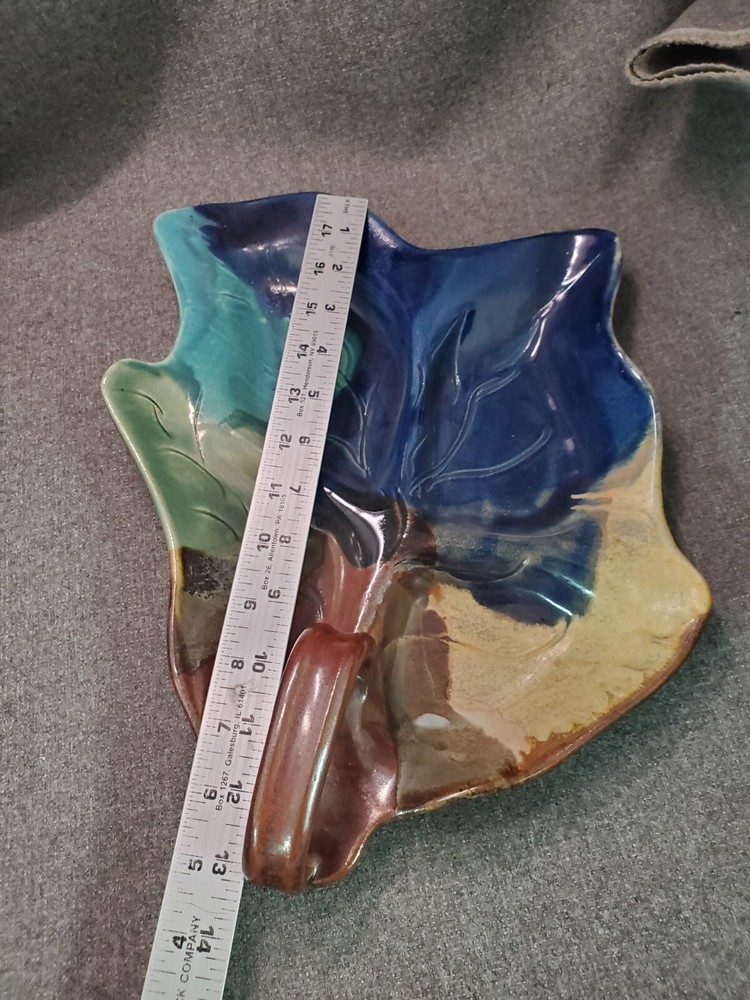 Studio Pottery Leaf Dish Large Plate Hand Made Large Art Pottery