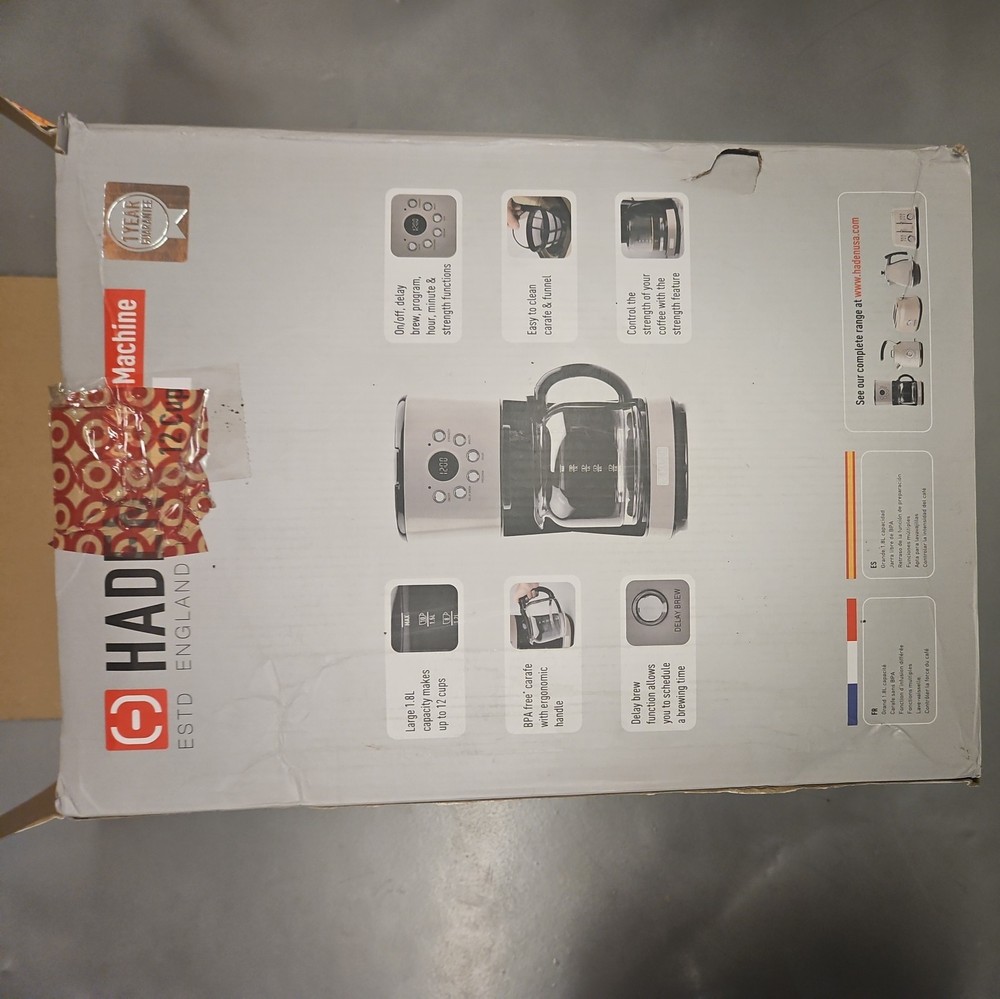 Haden Coffee Machine 12 Cup Programmable Drip CoffeeMaker Putty/Chrome(Open Box)