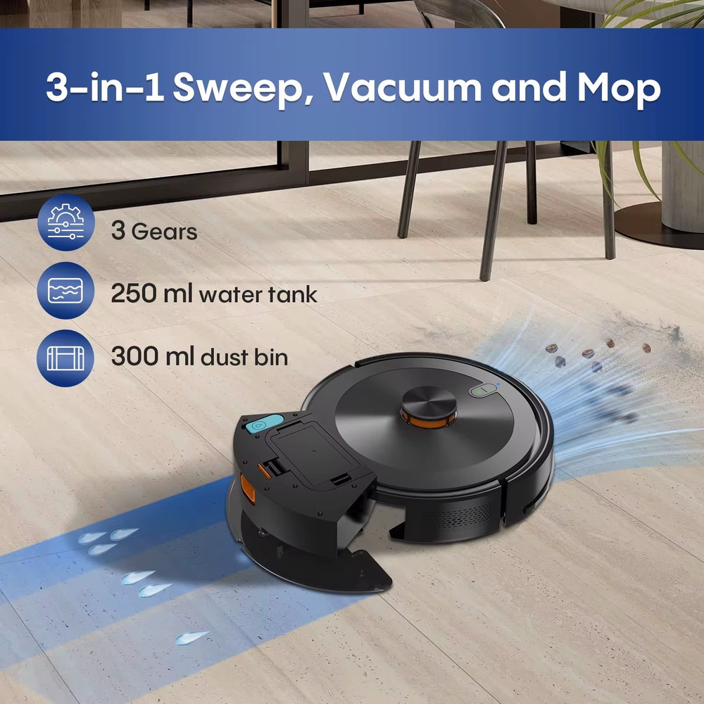 Self Charging Vacuum Self Emptying Sweeper And Wet Automatic Cleaning Mop Robot