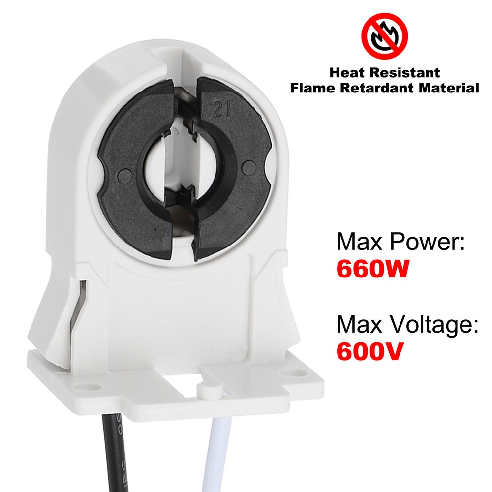 T8 Lamp Holder with Wire, 8Pcs Tube Light Socket for LED Fluorescent Replacement