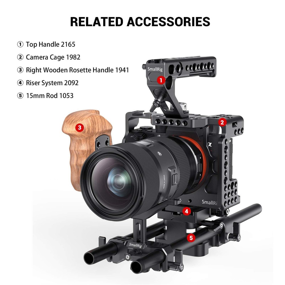 15mm Long Lens Support Bracket Height Adjustable for DSLR Rig