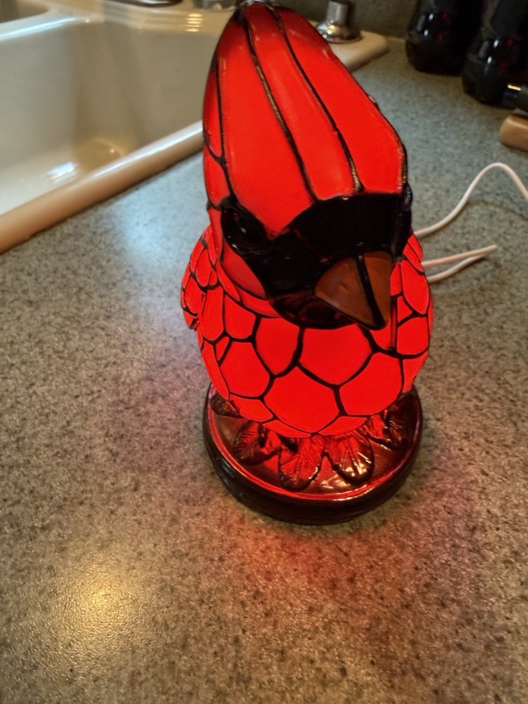 Red Cardinal Plastic LED Night Light W/Colorful Glow USB Powered Push Button