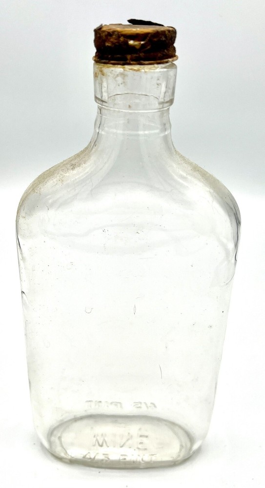 Antique Wine Flask One Pint Bottle With Stopper