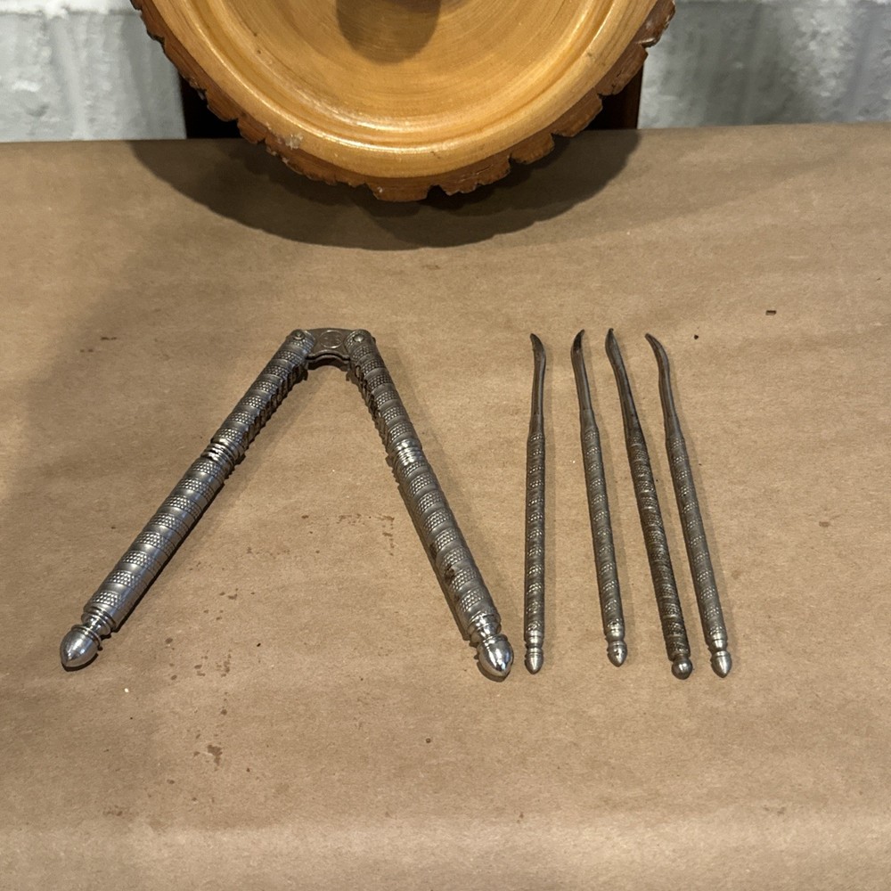 Vintage Nut Bowl Rustic Edge Tree Bark Set with 1 Nutcracker & 4 Picks