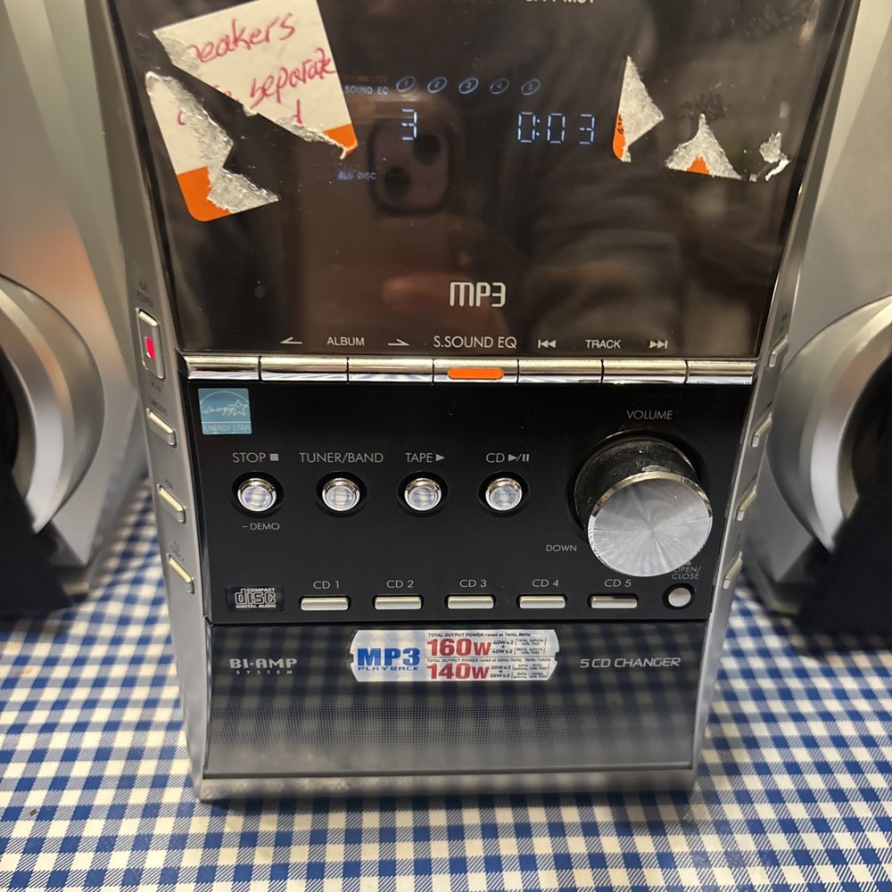 PANASONIC CD STEREO SYSTEM SA-PM31 - 5 CD CHANGER - CASSETTE - MP3, See Pics!!