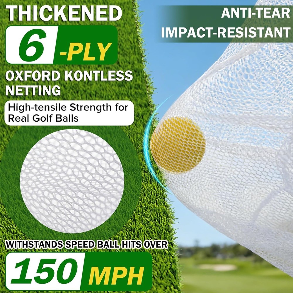 Golf Chipping Net with Tri-Turf Hitting Mat Set - Foldable Practice Target, 1...
