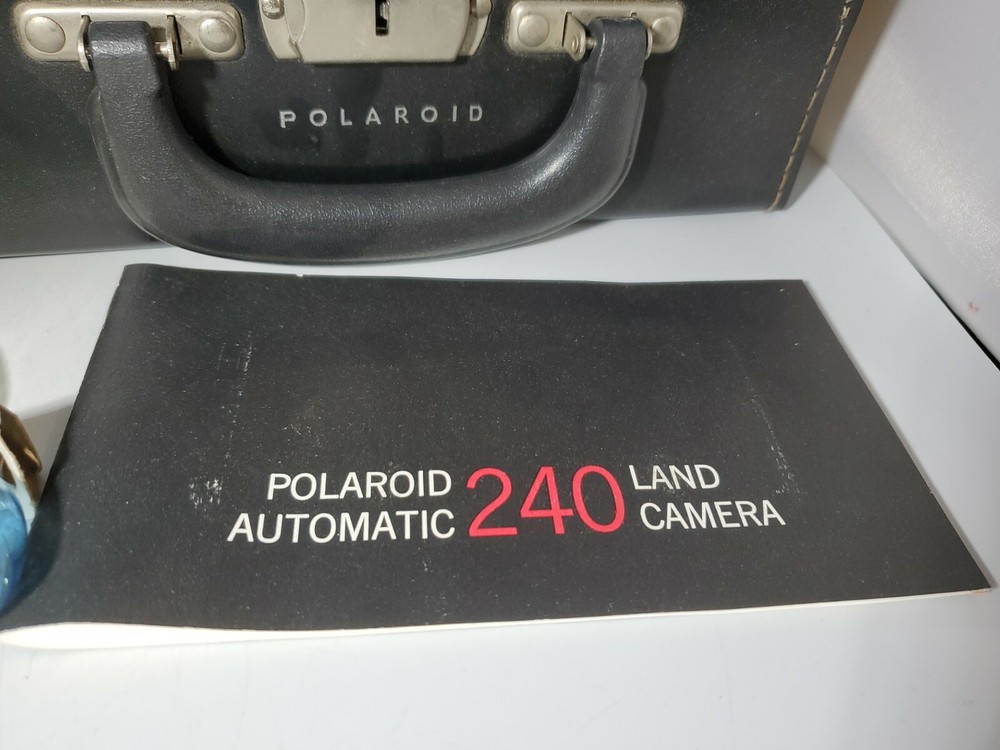 Polaroid Land Camera Model 240-Flash-Leather Case-Paperwork-VTG