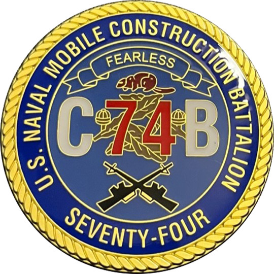 NAVAL MOBILE CONSTRUCTION BATTALION SEVENTY FOUR CHALLENGE COIN ~ 2"