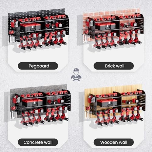 2-in-1 Power Tool Organizer Wall Mount, 3-Layer Drill 3 Layer-(2-IN-1) Black