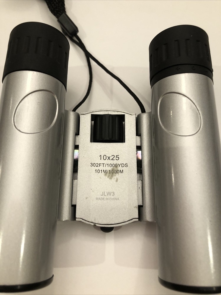 Barska 10x25 Compact Binoculars with Compass & Case Good Used Condition