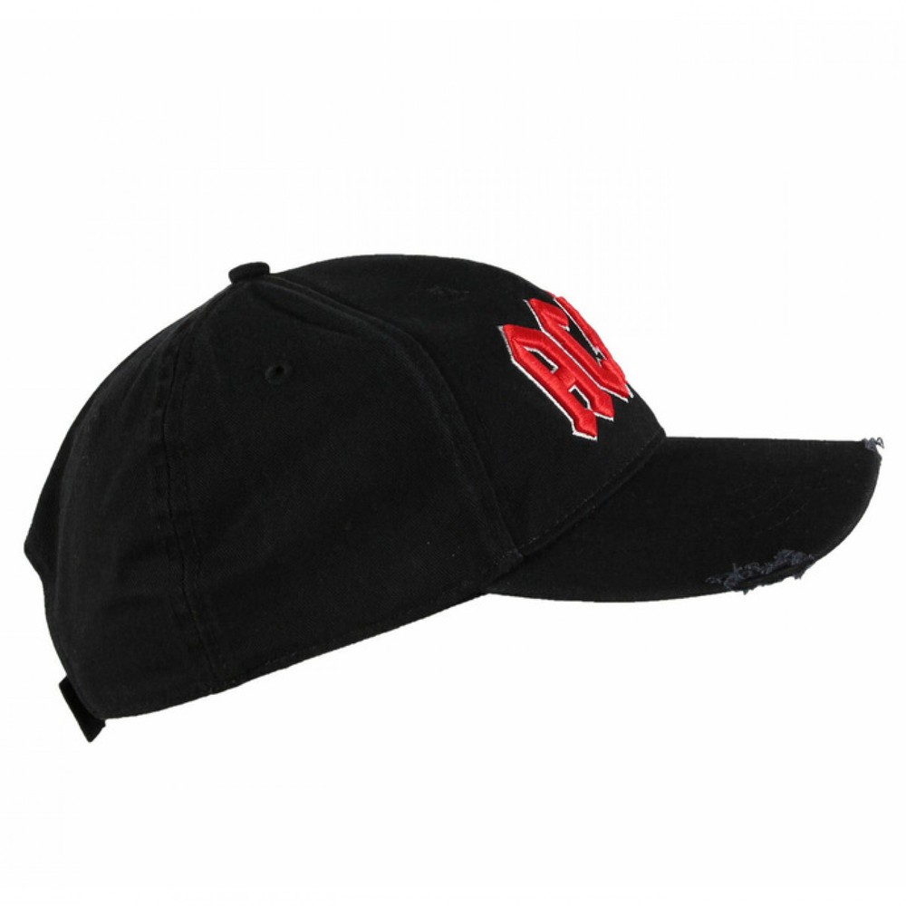 AC/DC Logo Distressed Adjustable Snapback Hat Black