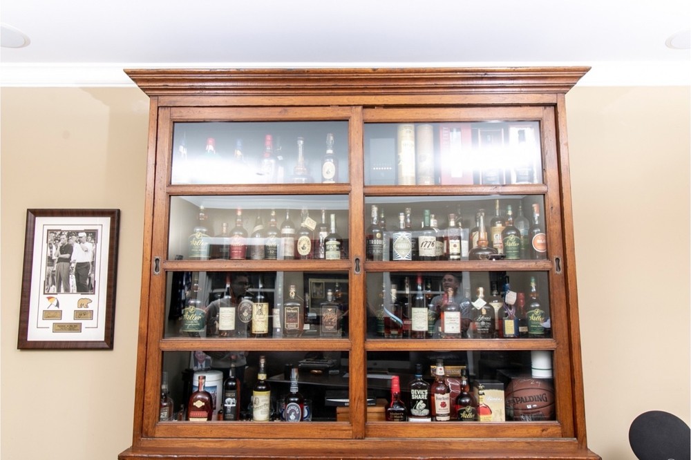 Impressive Antique Library Bookcase With Sliding Doors