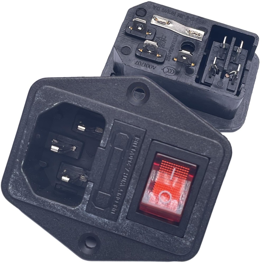 CESS AC Power Socket With Switch & Fuse & Lamp,Chassis/Panel Mount - AC...