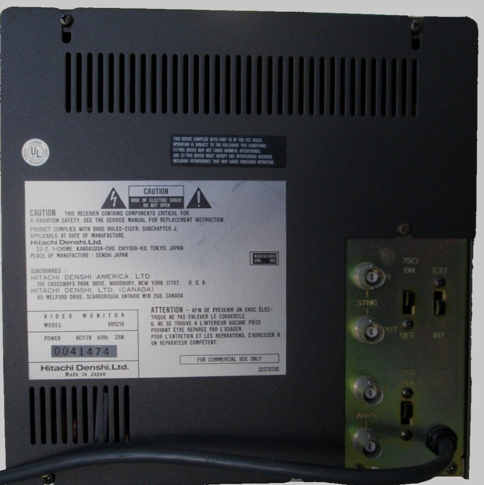 Video display with target graticules Hitachi VM921U Inspection, target alignment