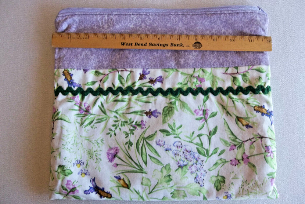 PROJECT BAG Handmade Zippered/Lined Fabric FOR Needlework and Crafts