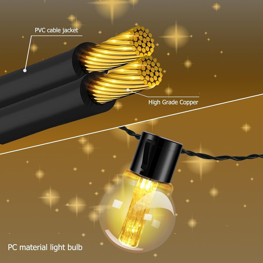 uominy Outdoor String Lights,Plug-in Low Voltage 3.5V,G50 Globe Patio String