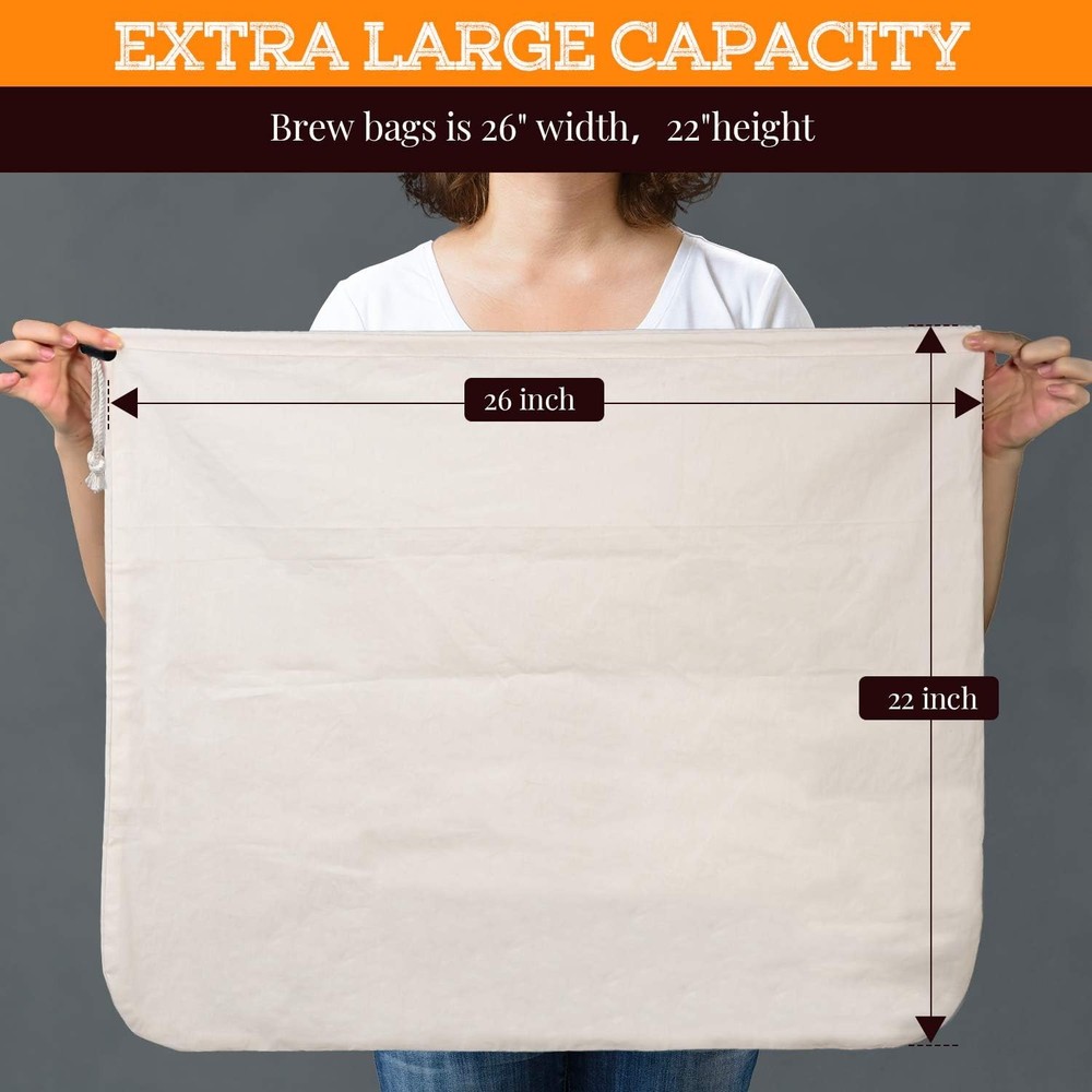 Brew Bag, 26" x 22", 2 Pack, 100% Unbleached 2 Count (Pack of 1), white