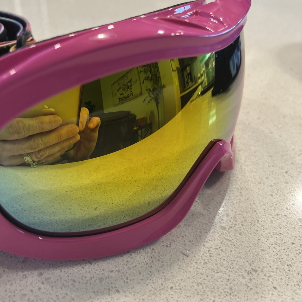 Picador Ski Goggles Pink With Rainbow Strap