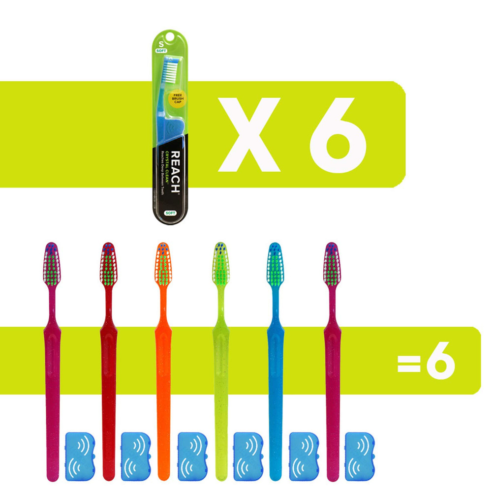 Soft Bristle Toothbrush Value Pack Angled Neck Plaque Removal Assorted 6 Count