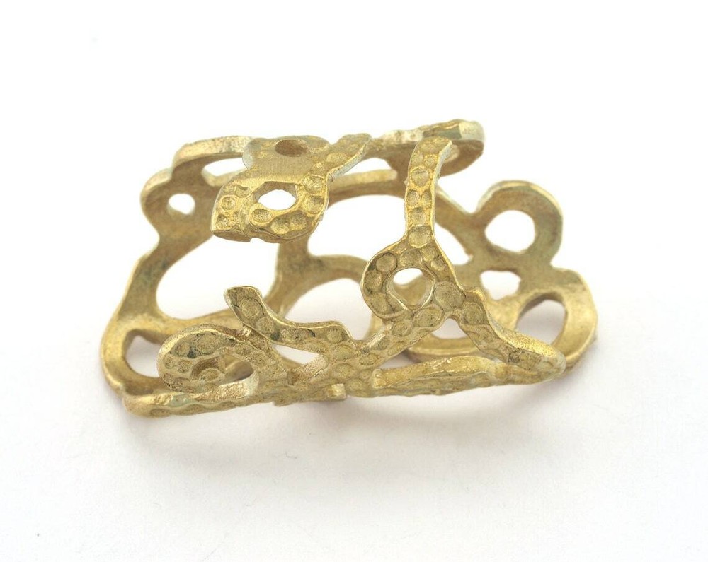 Hammered Adjustable Ring Raw brass (18mm 7.5US inner size) 3280