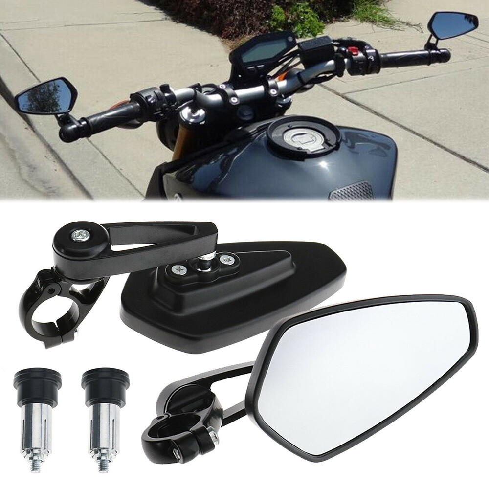 Universal Black CNC Handle Bar End Rear View Side Mirror 7/8" Motorcycle Custom