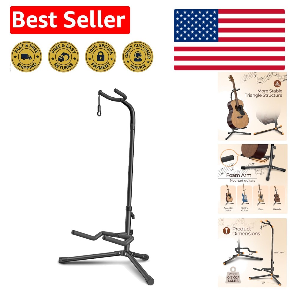 Adjustable & Folding Guitar Stand - Secure for Electric and Classical Guitars