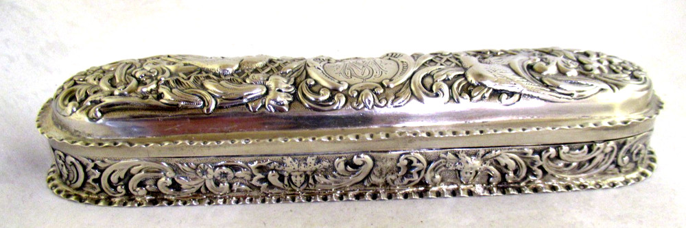 Solid Silver - VICTORIAN TRINKET - DRESSING TABLE BOX - Hallmarked:-L`don 1894