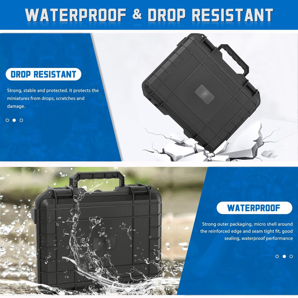 Miniature Storage Figure Case, Sturdy Hard Case Small, Black