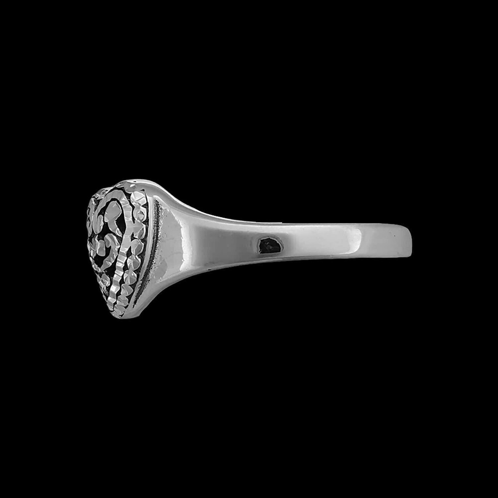 Sterling Silver Diamond Cut Gleaming Heart Ring