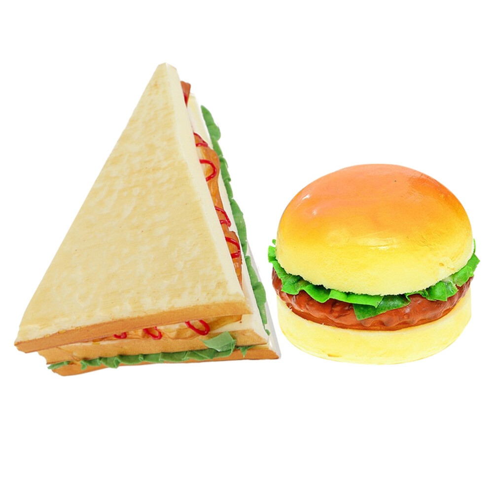 2PCS Burger Model Fake Hamburger Artificial Bread Simulation Food Display Prop