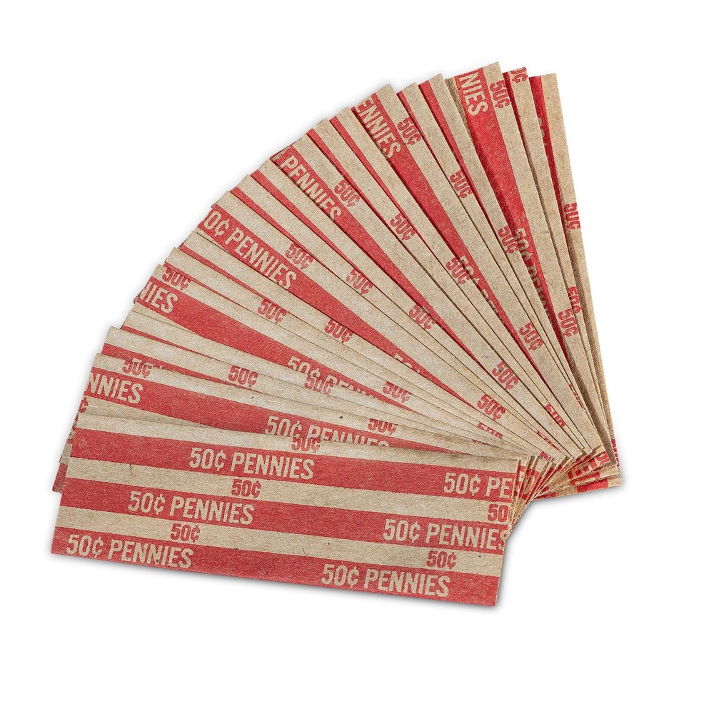 Coin Wrappers 1000 Count - 50 Rolls for Efficient Coin Sorting