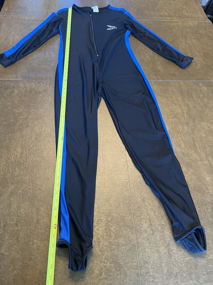 IST Proline Dive Skin Size L Black With Blue Side Stripe Front Zip