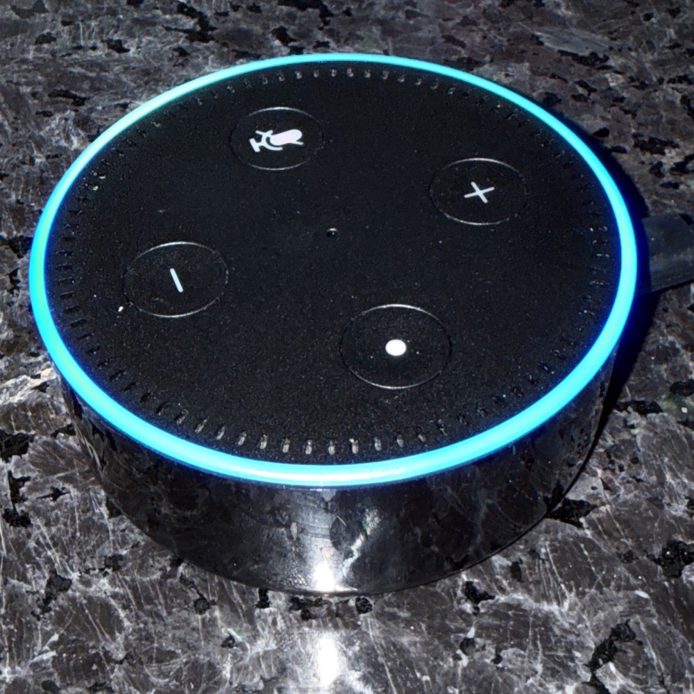 Amazon Echo Dot 2nd Generation Smart Speaker - Black (RS03QR) plus Adapter
