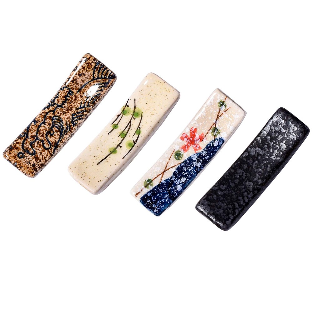 Japanese Style 4 Pcs Ceramic Chopstick Stand Rest Tableware Kitchen Tools for...