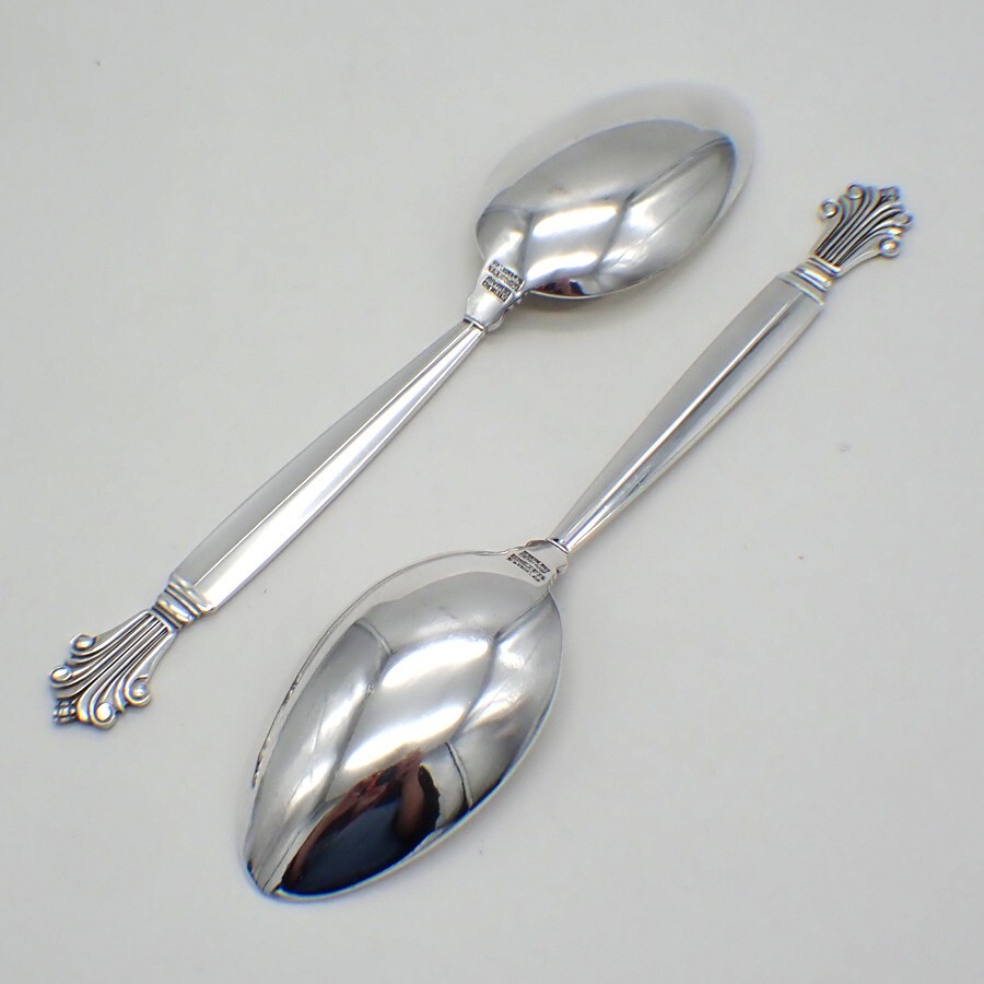 Acanthus Dinner Spoons Three Georg Jensen Sterling Silver 1917