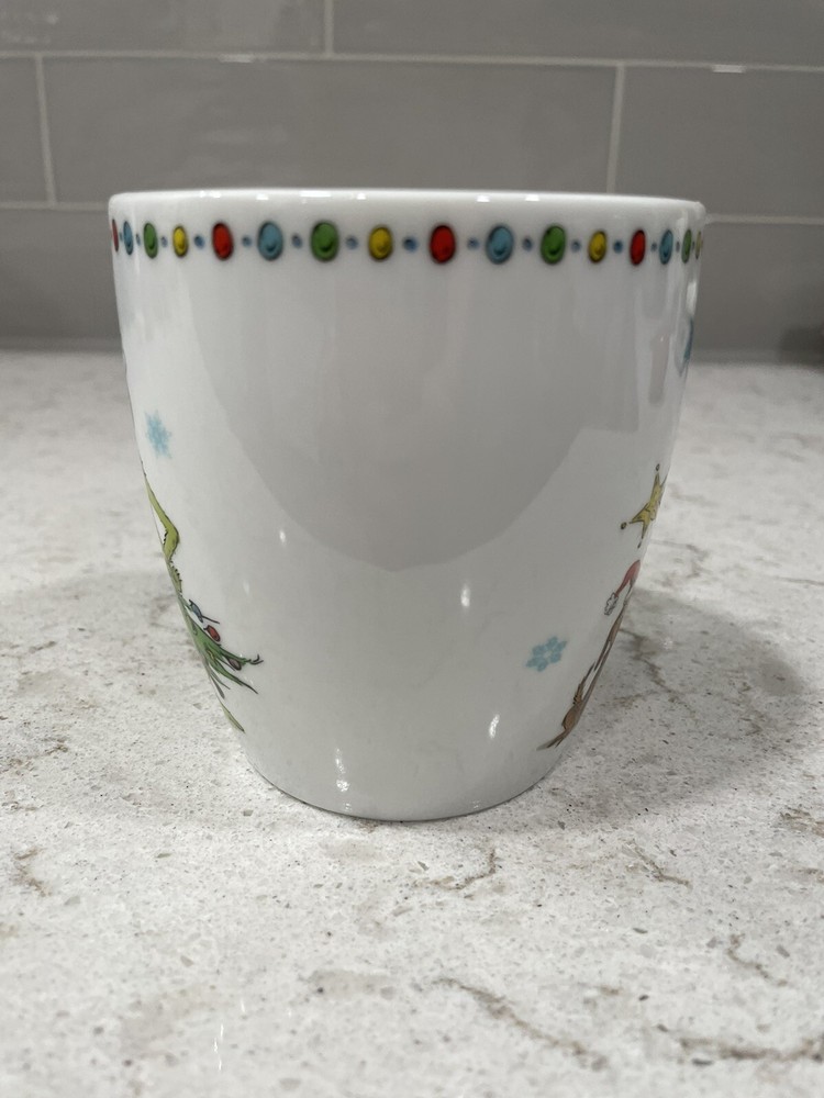 GRINCH Dinnerware 12oz Coffee Mug Christmas Tree Dr. Seuss Max Dot Dots NEW