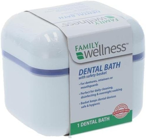 Denture Cup with Strainer Bath and Holder