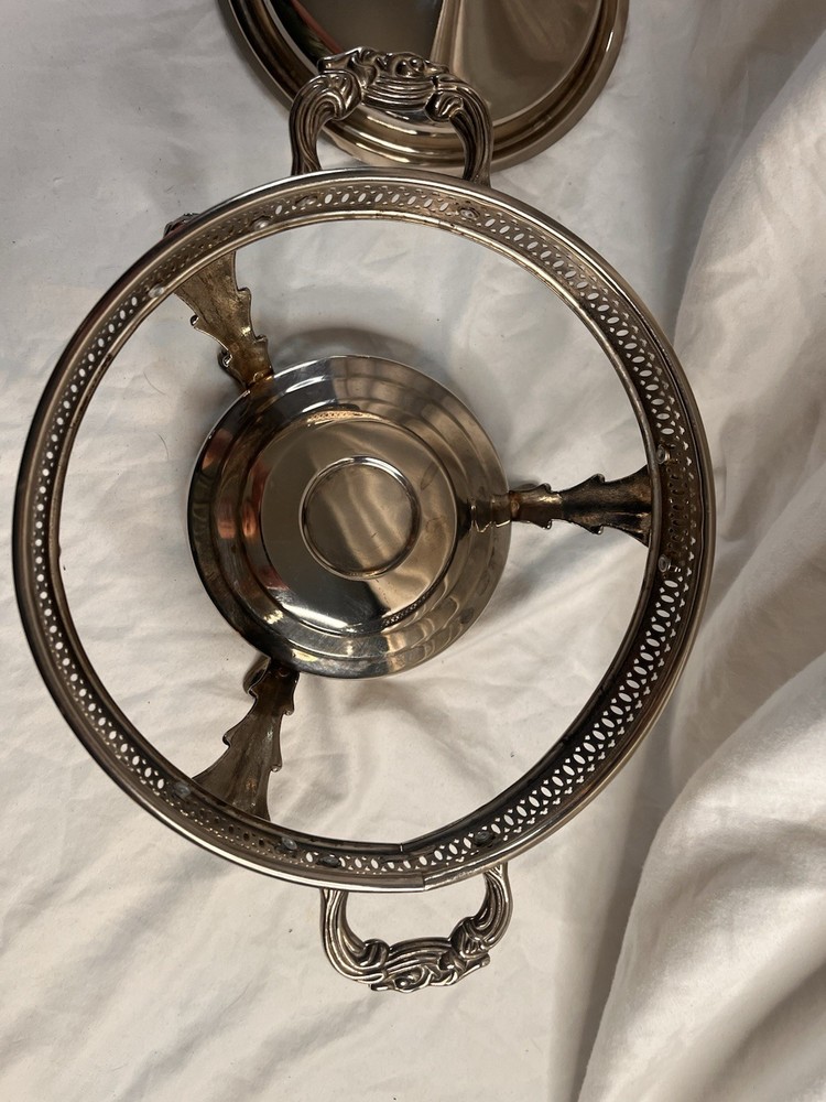 Vintage Silver-plated 3 - Footed Chafing Dish with Lid