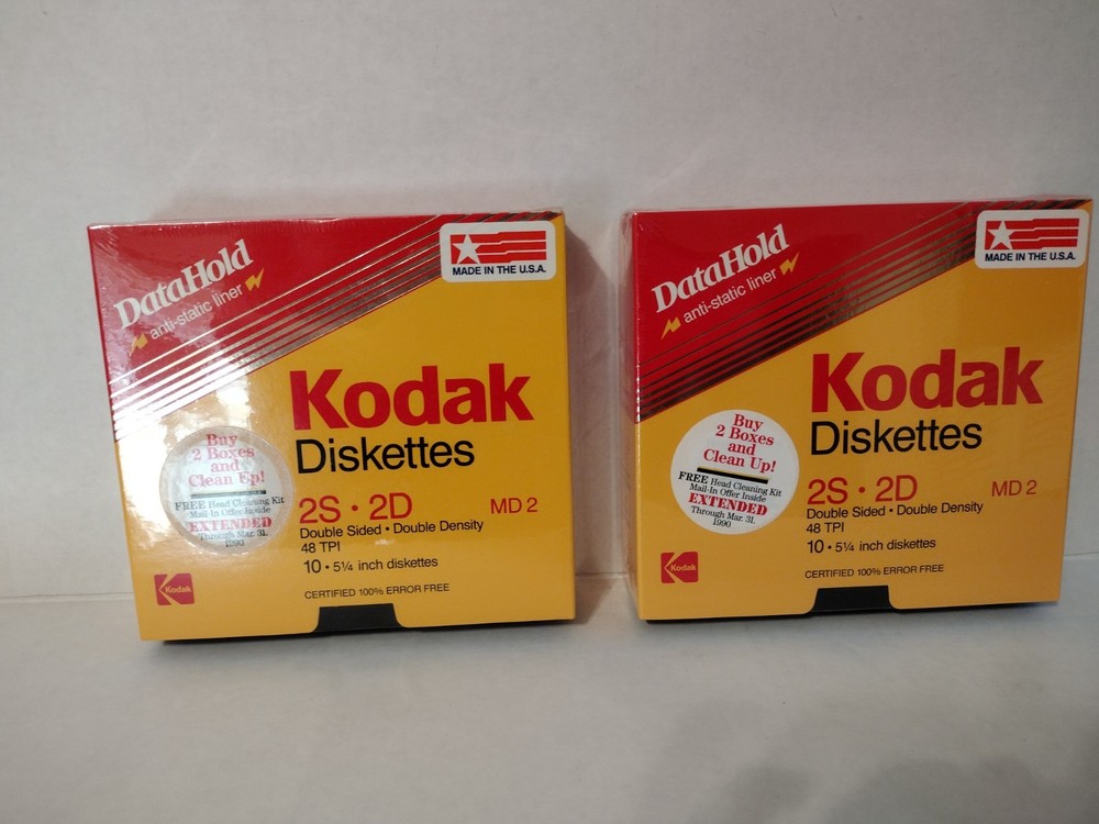 1987 Kodak 5 1/4" Diskettes 2S 2D Double Sided Density 10 Computer Discs Sealed