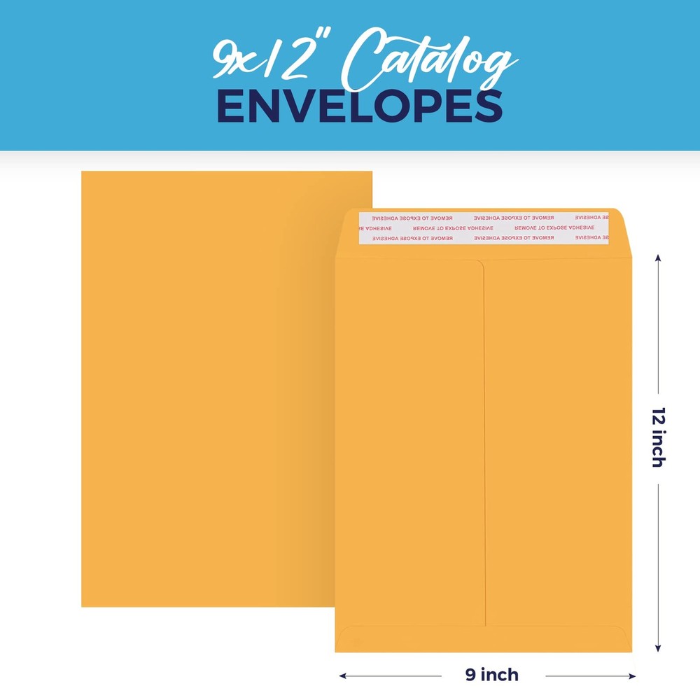 Manila Envelopes 9x12 Self Seal 100 Pack Kraft Mailing Catalog Office Bulk