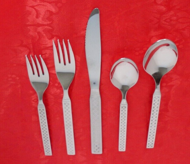 5 Pc MAJORCA Pattern Oneida Ltd 1881 Rogers Diamond Stainless Service for 1 E5D