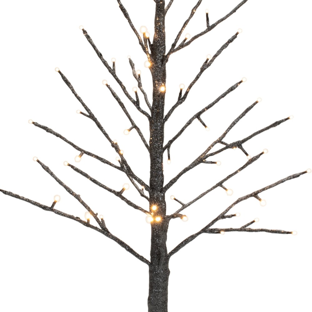 LED Black Glittered Twig Tree 36"H